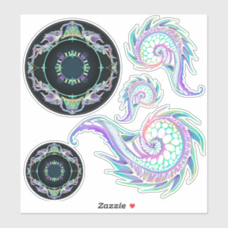 Neon Sea Life Sketched Klistermärken