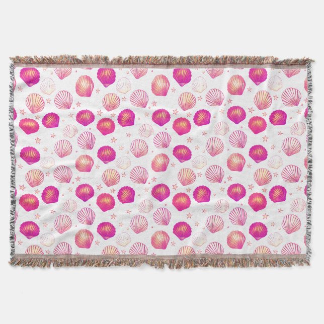 Neon Seashells - Sömlös kusten Mönster Filt (Framsidan)