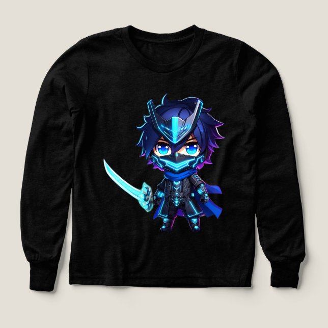 Neon Shadow - Chibi Cyber Ninja Sweatshirt Product T Shirt (Design framsida)