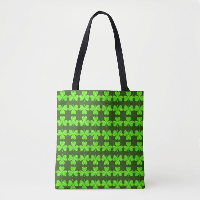 Neon Shamrock Mirrored Mönster Tote Tygkasse (Framsida)