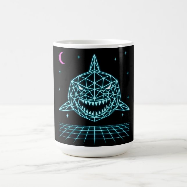 Neon Shark Synthwave - Retro Ocean Predator Kaffemugg (Center)