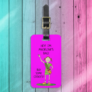 Neon SHOCK ROSA Girl Scout JUNIOR ANPASSNINGSBAR Bagagebricka