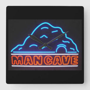 Neon Sign Man Cave Wall Clock Fyrkantig Klocka