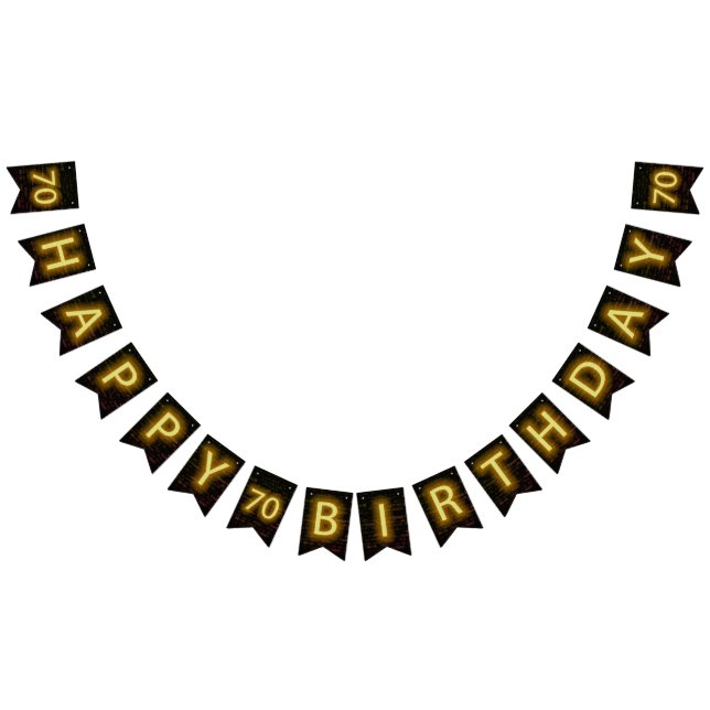 Neon Sign-On Brick för 70:e födelsedagen Vimplar (Alla)