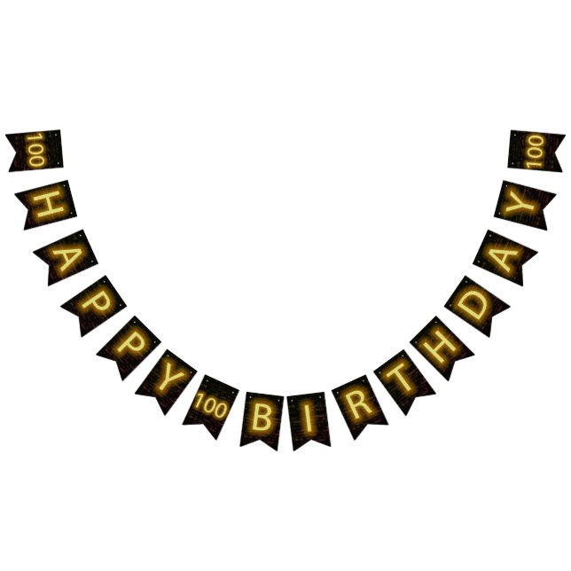 Neon Sign på Brick för 100:e födelsedagen Vimplar (Alla)