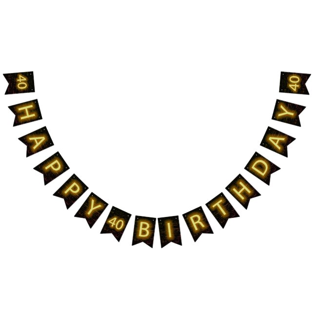 Neon Sign på Brick för 40:e födelsedagen Vimplar (Alla)