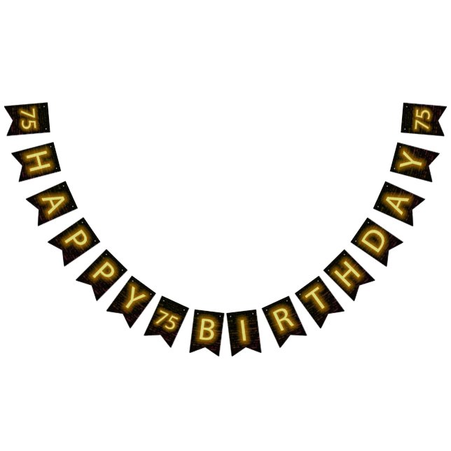 Neon Sign på Brick för 75:e födelsedag Vimplar (Alla)