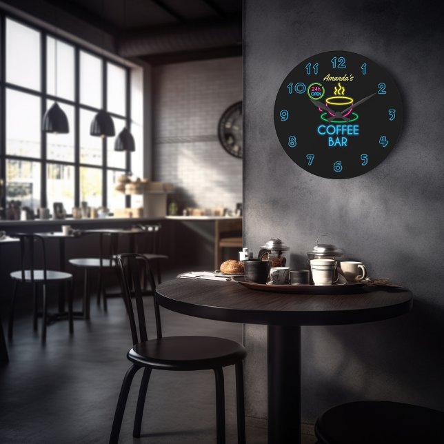 Neon Sign Personlig Coffee Pub Stor Klocka (Skapare uppladdad)