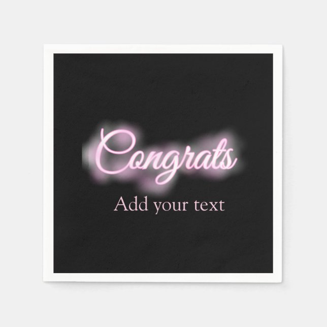 Neon Sign rosa gratulerar add text retro 90s-förny Pappersservett (Framsidan)