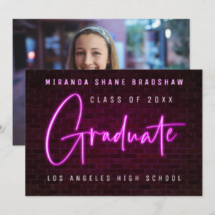 Neon Sign Rosa Student Photo Backer-meddelande Meddelande