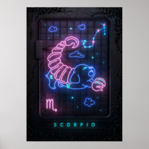 Neon Sign Scorpio Poster