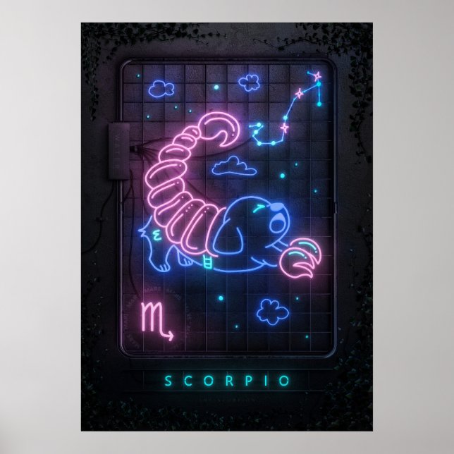 Neon Sign Scorpio Poster (Framsidan)