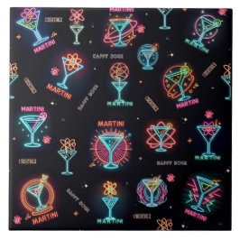Neon Sign Space Age Atomic Martini Cocktails Skriv Kakelplatta