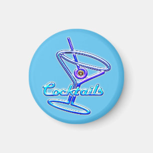 Neon Sign Stil Cocktail Glass Magnet