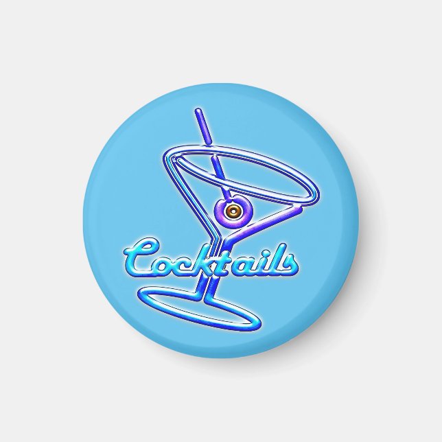 Neon Sign Stil Cocktail Glass Magnet (Framsidan)