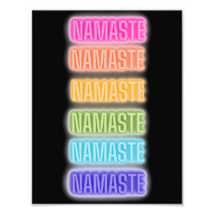 Neon Sign Stil Namaste Repetera regnbågsutskrift Fototryck
