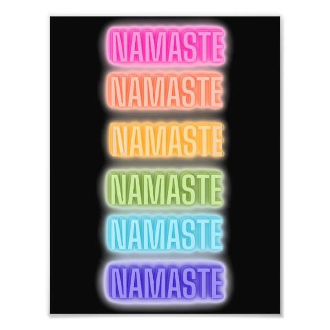 Neon Sign Stil Namaste Repetera regnbågsutskrift Fototryck (Framsidan)
