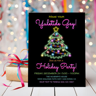 Neon Sign Yuletide Gay Helgdag jul Party Inbjudningar