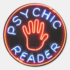 Neon-signatur för Psychic Reader Runt Klistermärke