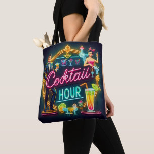 Neon-signera Cocktail-timpar för mittårtusende Tygkasse