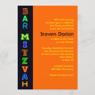 NEON SIGNS Bat mitzvah inbjudan Pub
