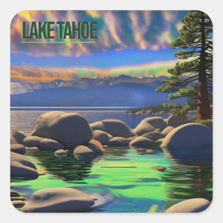 Neon Sjö Tahoe Sticker Fyrkantigt Klistermärke