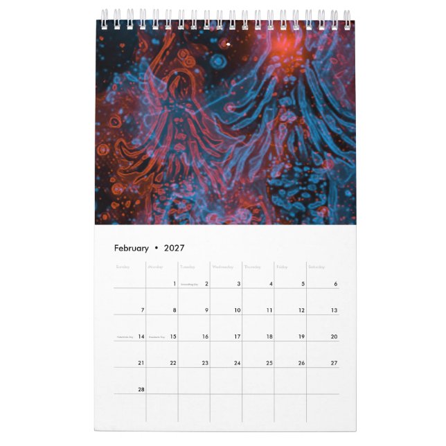 neon sjöjungfru calander kalender (Feb 2027)