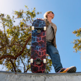 Neon Skateboard - Midnatt Marinblå Crimson 3D Kub