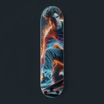 Neon Skateboarder med dynamiska ljusspår Mini Skateboard Bräda 18,5 Cm<br><div class="desc">En ung man på en skateboard fångas upp mitt i aktionen,  omgiven av dynamiska och livfulla neonspår som visar rörelse och energi</div>
