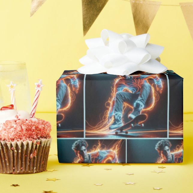 Neon Skateboarder med eldlås Presentpapper (Födelsedagsfest)