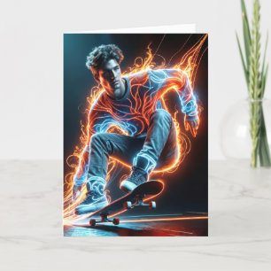 Neon Skateboarder på svarta Kort