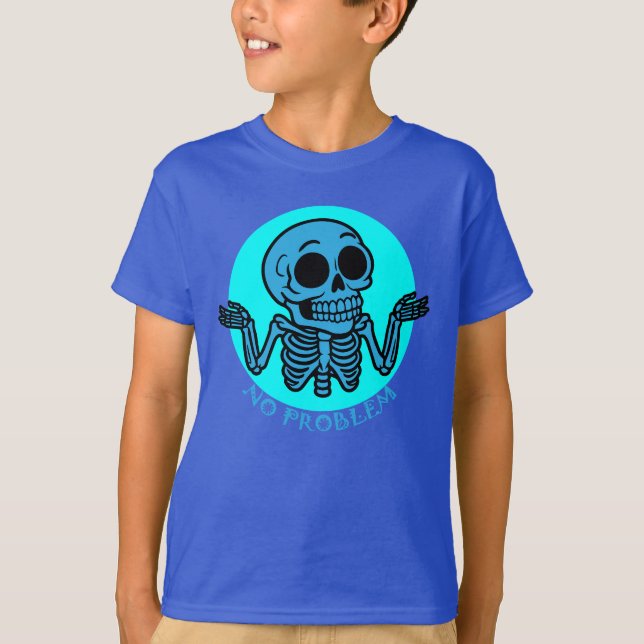 Neon Skeleton Circle No Problem T Shirt (Framsida)