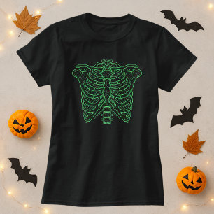 Neon Skeleton Ribcage Halloween T Shirt