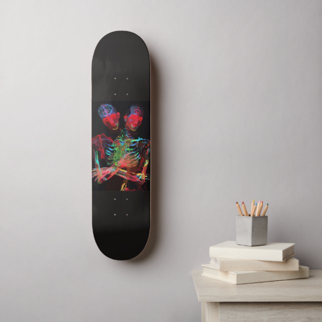 Neon Skelett Embrace Konstfusion Mini Skateboard Bräda 18,5 Cm (Väggkonst)