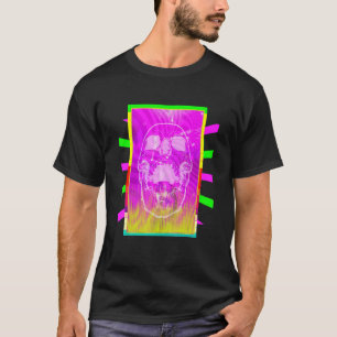 Neon Skräm Vaporwave Retro Skull Indie Aestthetic T Shirt