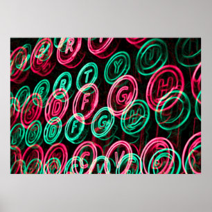 Neon-skrivmaskin-nycklar stängs av poster