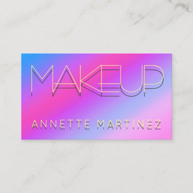 Neon skuggad text på violett skina yta visitkort (Framsida)