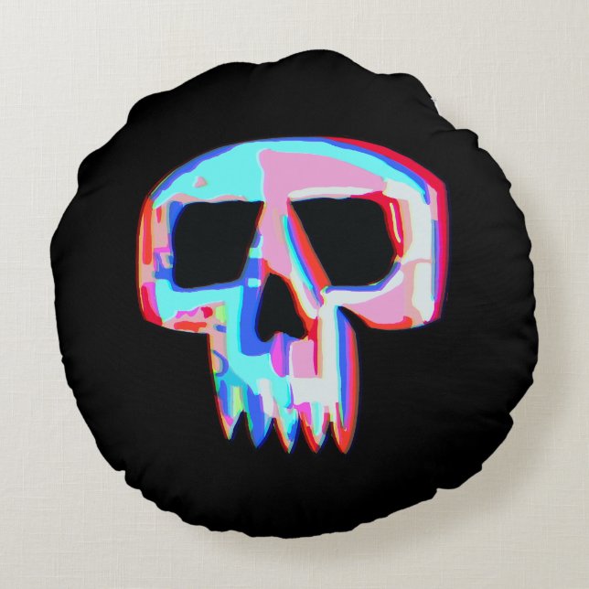 Neon Skull Rund Kudde (Baksidan)