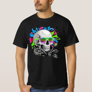 Neon Skull Streetwear Illustration T Shirt