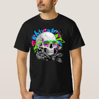 Neon Skull Streetwear Illustration T Shirt