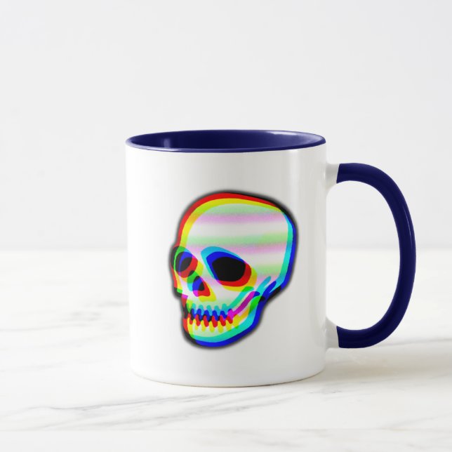 Neon Skull Trendig Modern Art Illustration Mugg (Höger)