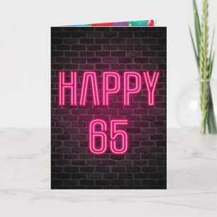 Neon-skylt på bricka i lycklig 65e kort