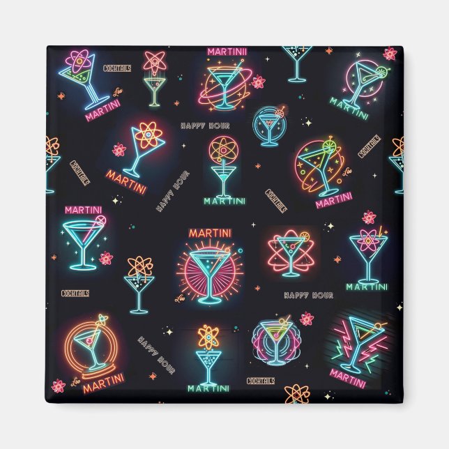 Neon skylt Space Age Atomic Martini Cocktailtryck Magnet (Framsidan)