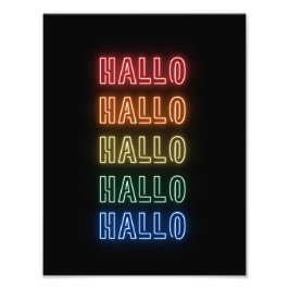 Neon skyltsstil Hallo Upprepande regnbågsutskrift Fototryck