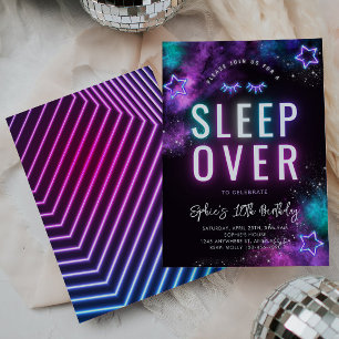 Neon Sleepover-inbjudan Slumber Party Inbjudningar