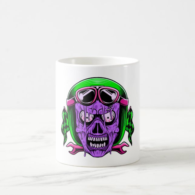 Neon Smältande Zombie Åkare Skalle Kaffemugg (Center)