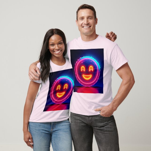 Neon Smile: Bright Happy Glow Design T Shirt (Unisex)