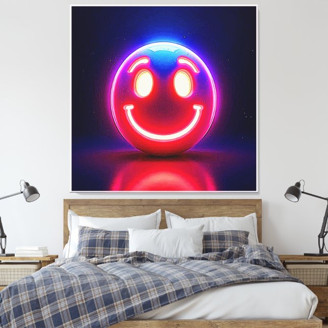 Neon Smile: Lycklig glöd Canvastryck (Insitu (sovrum))