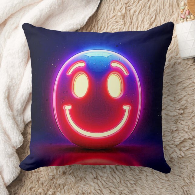 Neon Smile: Lycklig glöd Kudde (Filt)