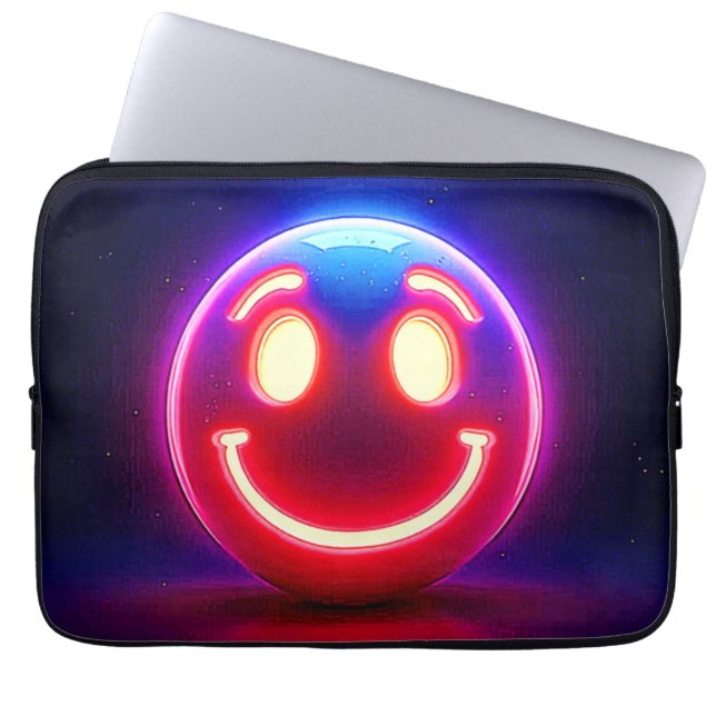 Neon Smile: Lycklig glöd Laptop Fodral (Framsidan)